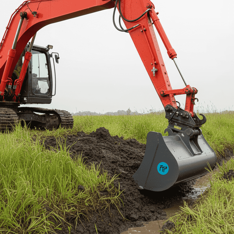 godet de curage sur mini pelle
